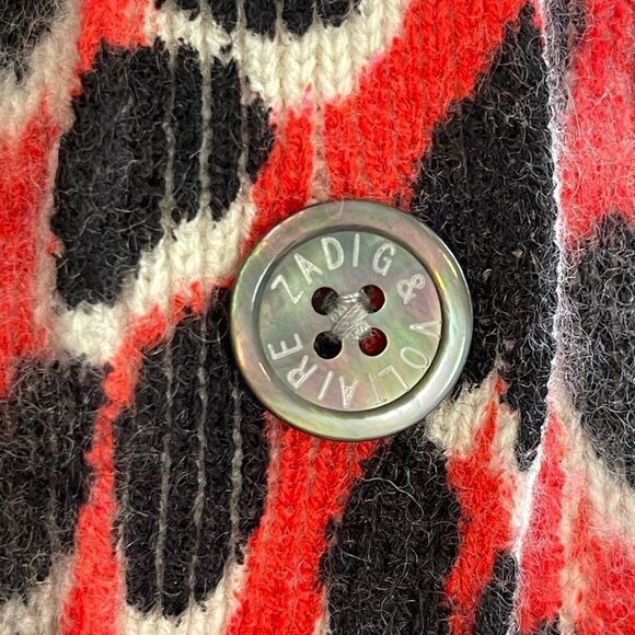 Zadig & Voltaire Mirka Leo print Leopard Cashmere Cardigan Size XS NWT - Picture 7 of 16
